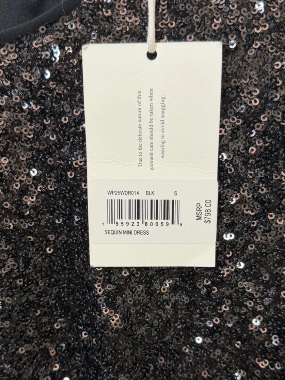 NWT Frame Sequin Mini Embellished Fitted Dress Black Long Sleeve Size S $798 - Picture 5 of 5